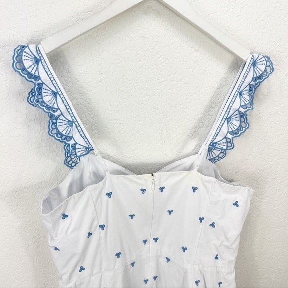 Jonathan Simkhai Eyelet Embroidered Bustier Dress White Blue Size 14 - Picture 6 of 11